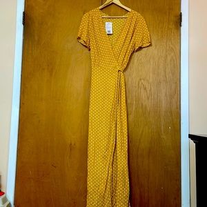 Brand New - Yellow Polka Dot Wrap Dress